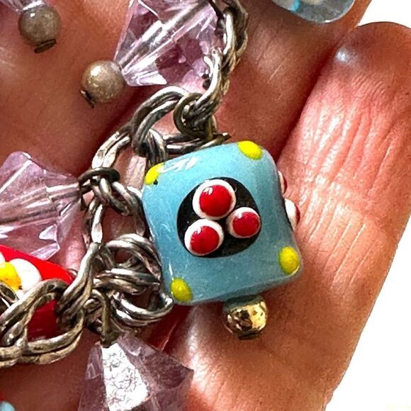 Sterling silver colorful beaded bracelet - Picture 3 of 7